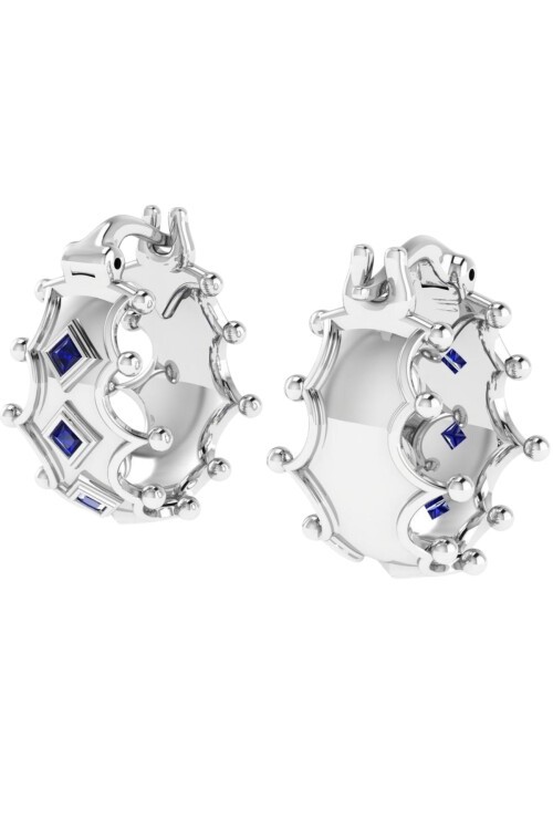 Excelsior Blue Petit Princess Cut Earrings