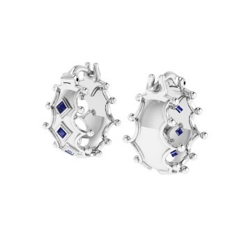 Excelsior Blue Petit Princess Cut Earrings